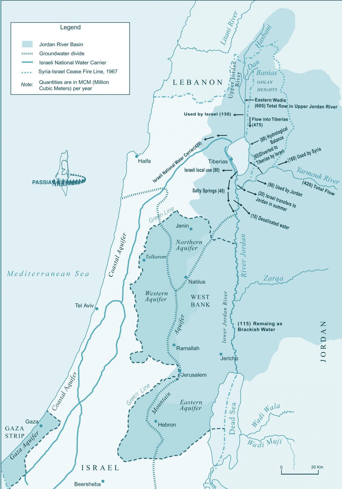 χάρτης του ισραήλ ποτάμι