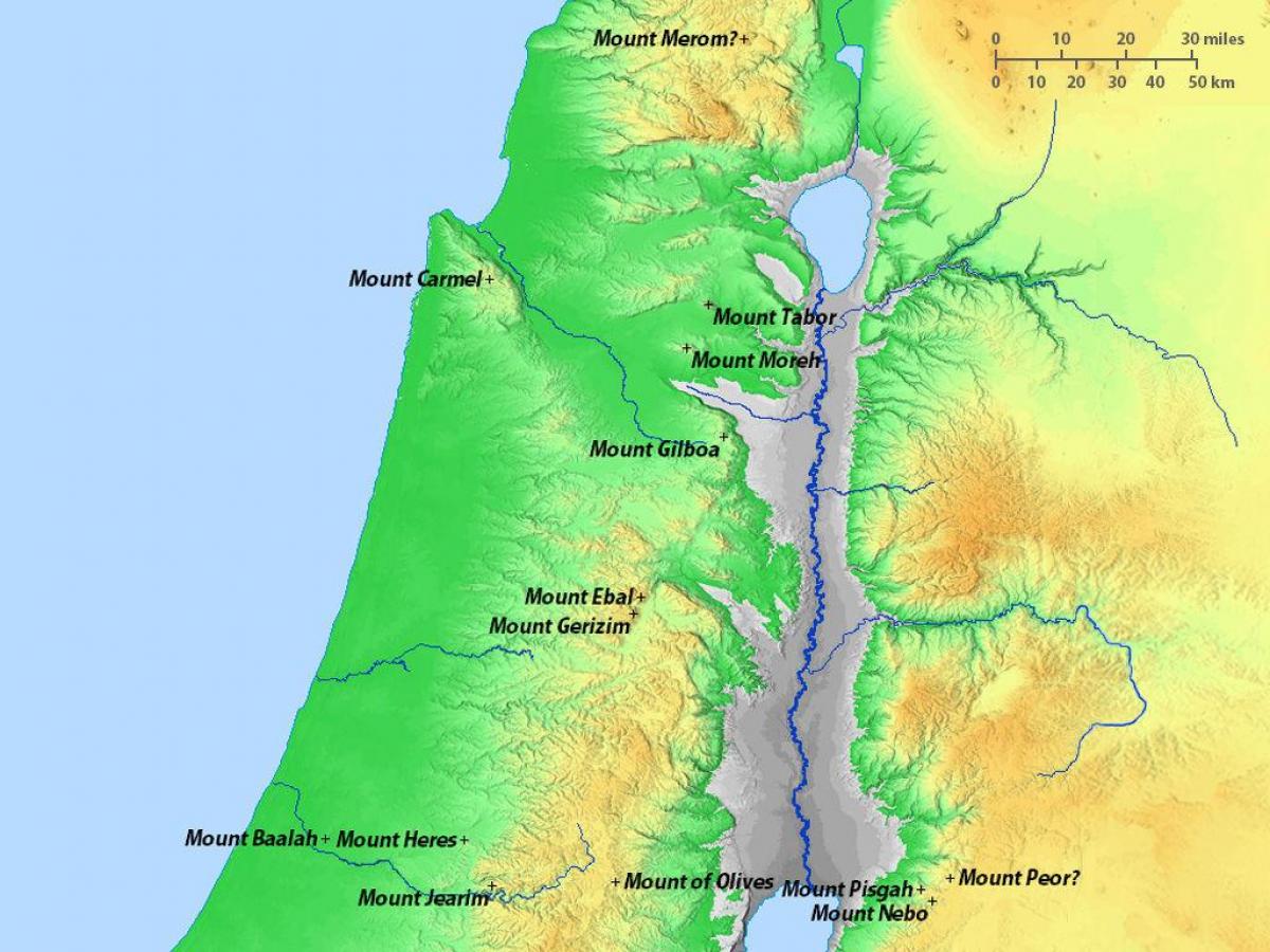 χάρτης του ισραήλ βουνά