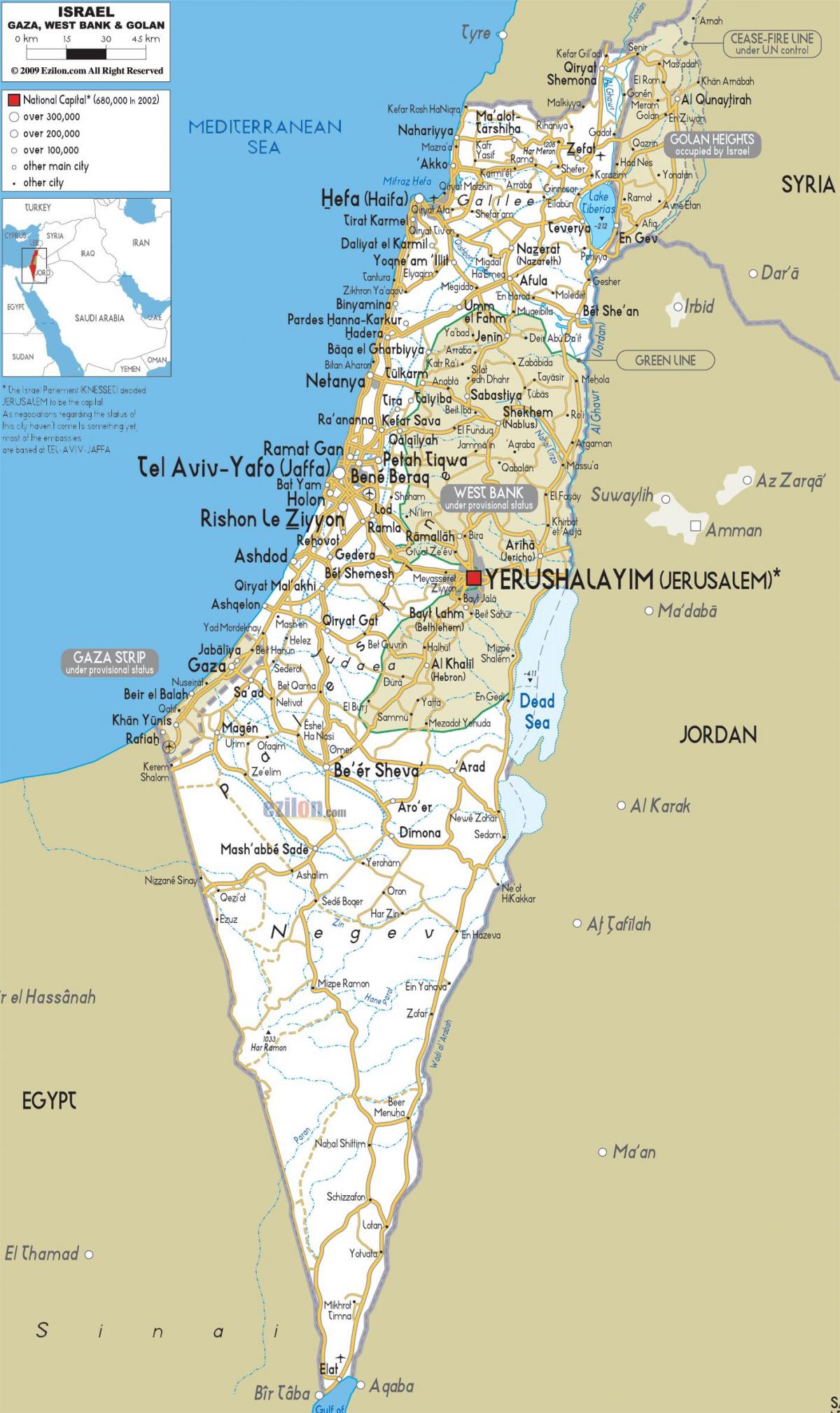 χάρτης του ισραήλ δρόμους