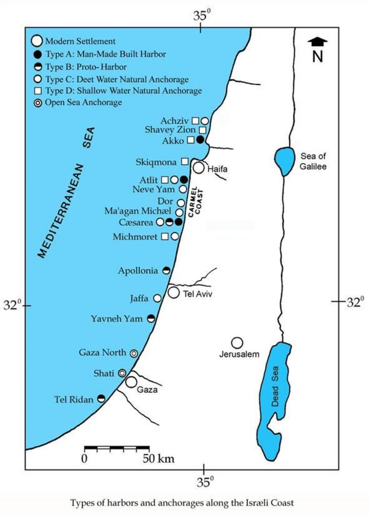 χάρτης του ισραήλ λιμάνια