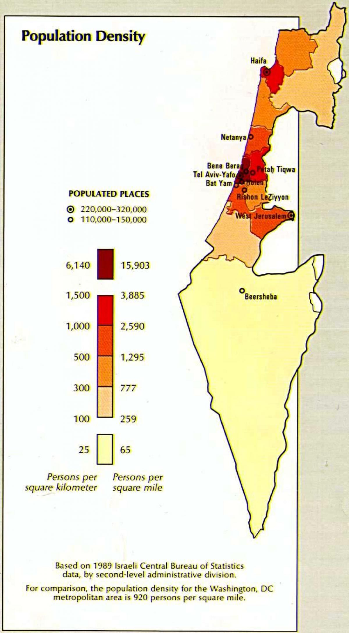 χάρτης του ισραήλ πληθυσμού