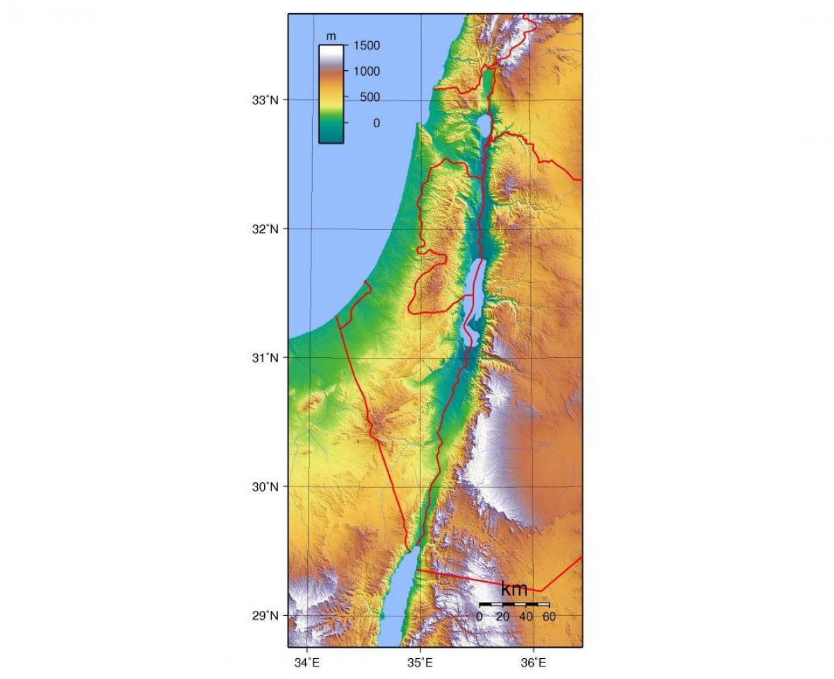 χάρτης του ισραήλ υψόμετρο